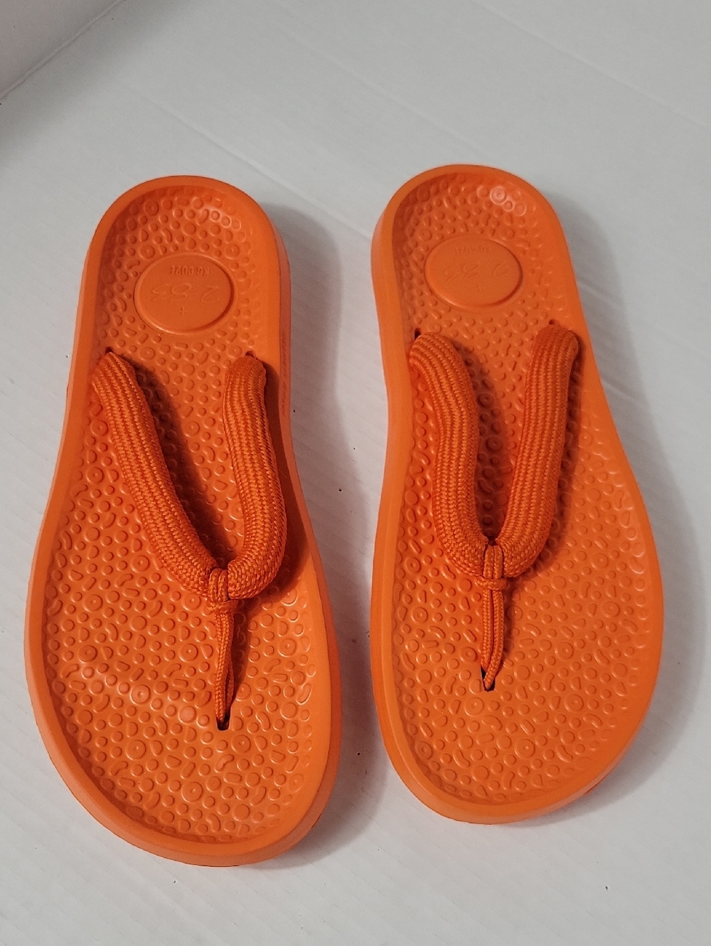 Bright Orange Rubber Flip Flop Sandals
